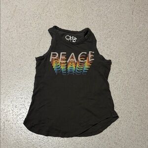 Chaser Black Tank Top with Rainbow PEACE Graphic